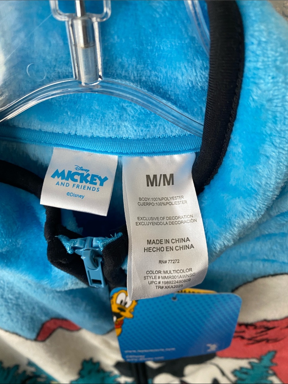 Disney Mickey Mouse Pluto Fleece Jacket Mickey's Lodge Full Zip Blue - Picture 5 of 5